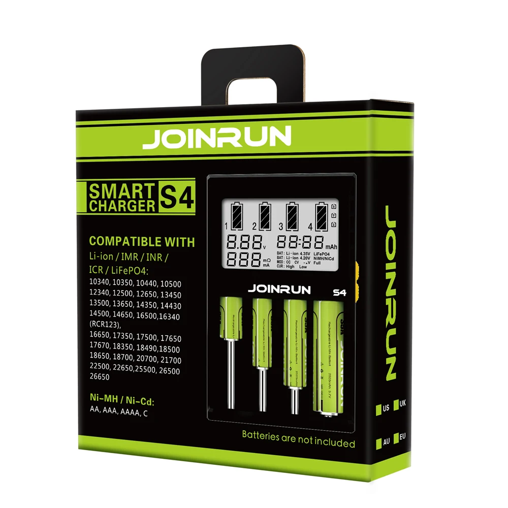 JOINRUN Смарт Батарея Зарядное устройство литий-ионный Ni-Cd 18650 14500 16340 14650 26650 16500 16650 14350 13450 AAA AA Батарея Зарядное устройство