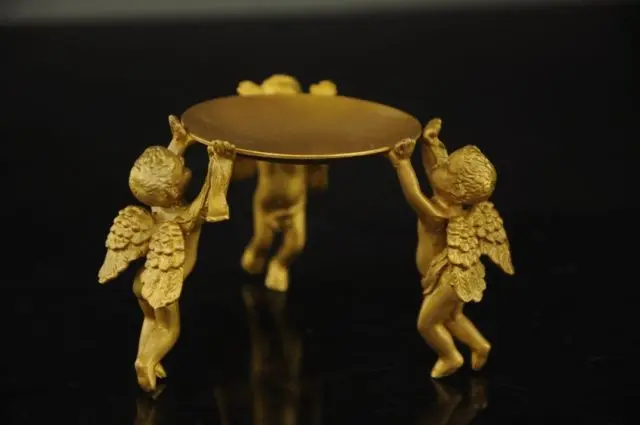 Китайский латунный животный 3 Ангел масло лампа Подсвечник Статуя МК скульптура