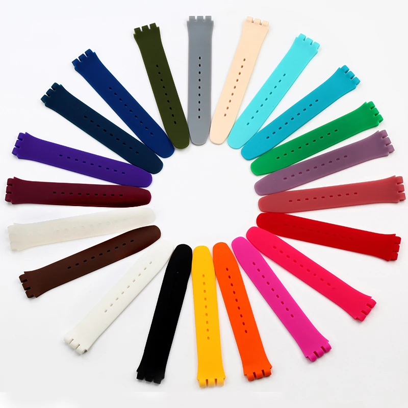 Плюс ремешок силиконовый для часов Swatch заменяет Мужские t 17 19 мм резиновые часы