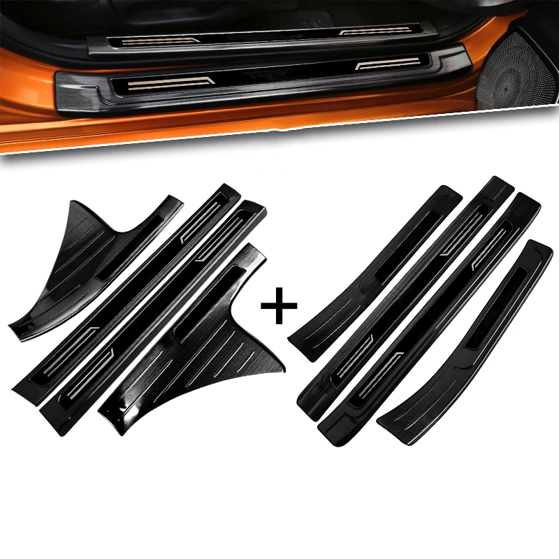 black logo 8pcs Дверный порог специальная приветственная защита педали пластина Внешняя дверь педаль автомобильные аксессуары для Honda Civic- 10th Gen Sedan - Цвет: black logo 8pcs