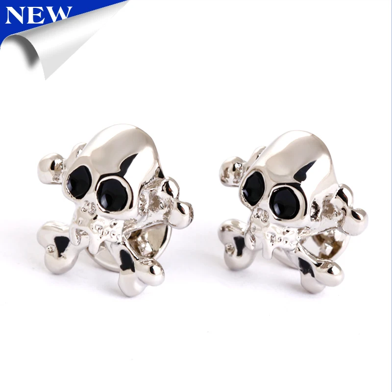 

Silver Dangerous Skull black lapel pin brooch for shirt Jacket