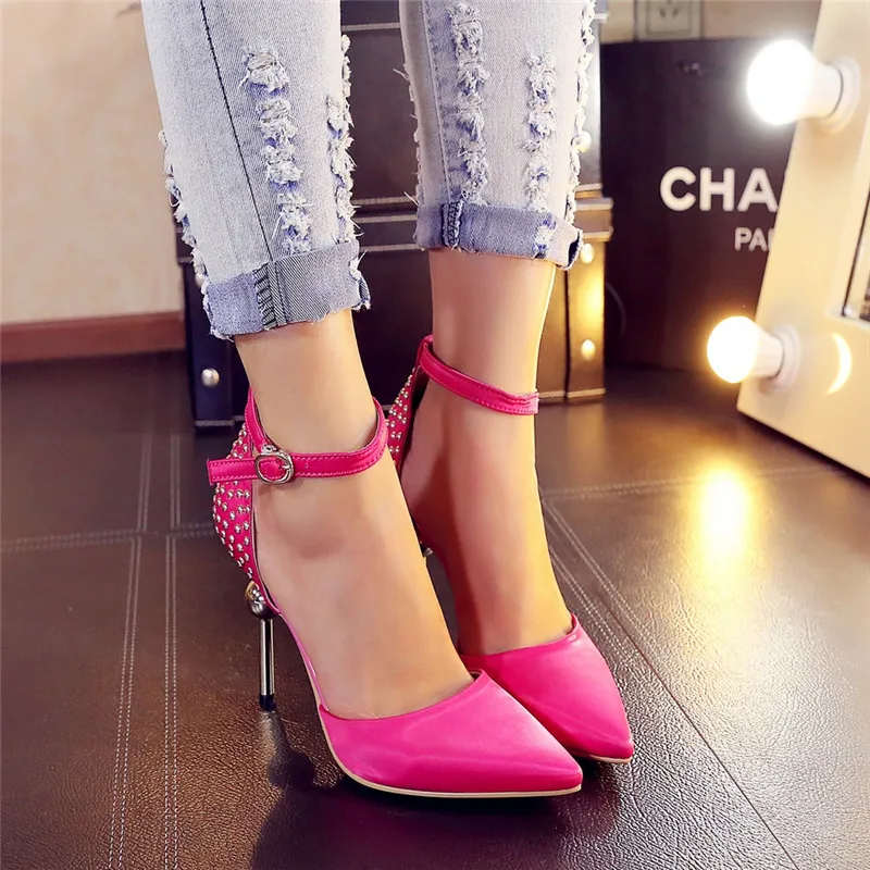 

ASUMER big size 34-42 new pumps shoes woman pointed toe rivet super high heels ladies prom wedding shoes shallow shoes woman