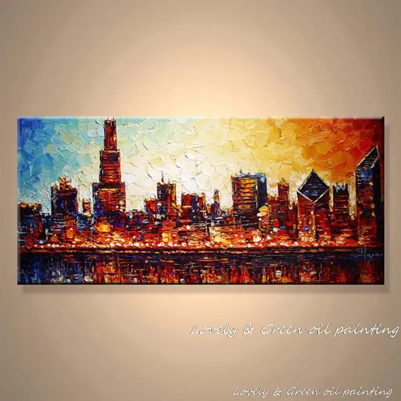 Arthyx ручная роспись палитра нож абстрактный город картина маслом на холсте