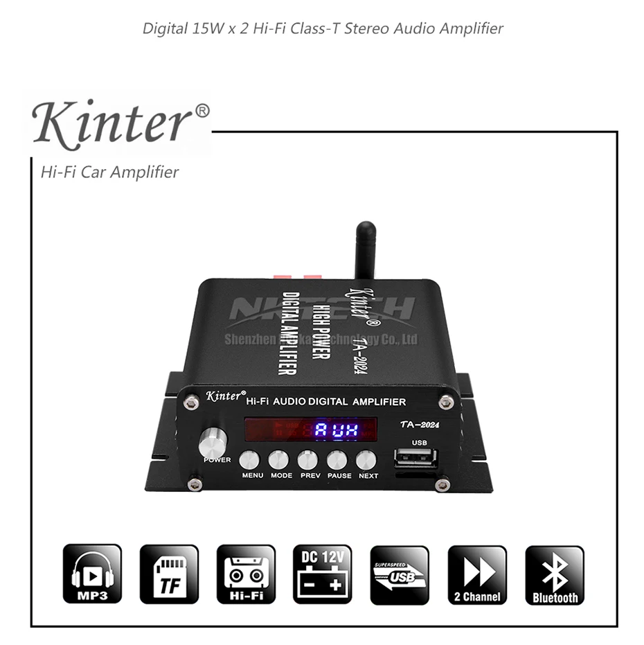TA- Kinter Bluetooth 2,1 автомобиля Мощность усилитель цифровой плеер класса-t 2-канальный 20 Вт USB/MP3 AUX стерео аудио Динамик высокое Мощность