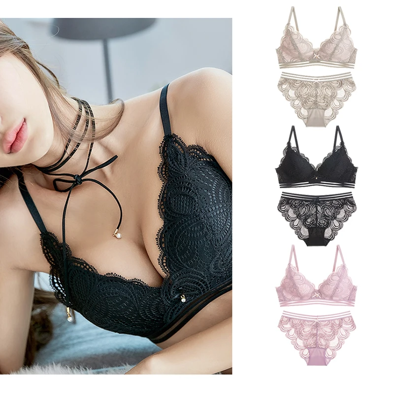 2018 Fashion Wireless Bra Set Push Up Lingerie Sets Soft Underwear Women Brand Sexy And Panty Lace Triangle Cup | Женская одежда