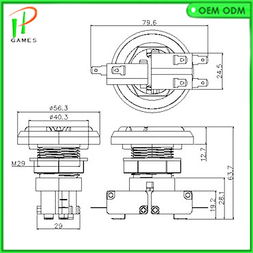 Трехцветная аркадная Кнопка 3 в 1 2 шт. кнопки встроенный микропереключатель