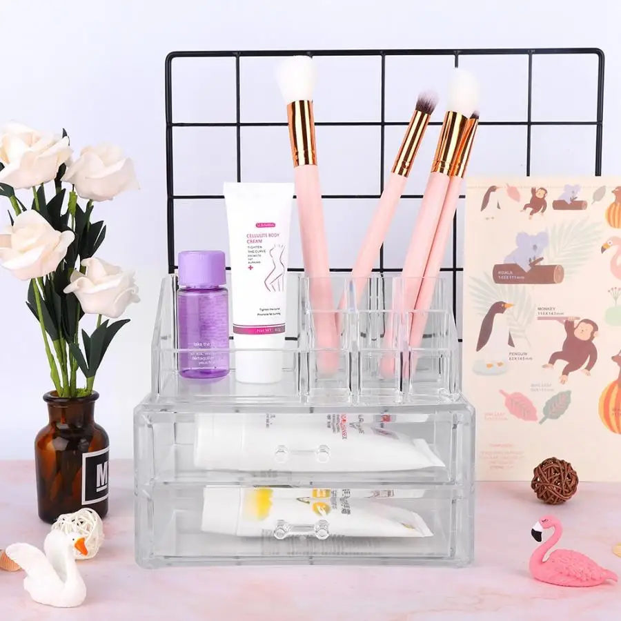 portable Transparent Cosmetic Storage Case Drawer Type Lip stick Toner Lotion Holder Display Stand Makeup Container Organizer | Красота и