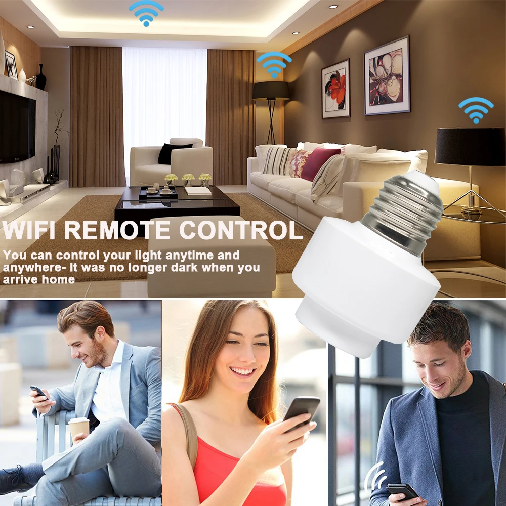 Wifi беспроводной смарт адаптер для лампы гнездо винт держатель Цоколь цоколя E27 E26