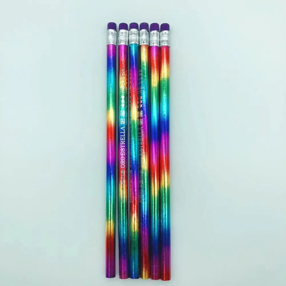 6 pencils Радужный карандаш, деревянный экологичный карандаш, яркий цветной внешний вид, карандаш для школы, офиса, пишущий карандаш - Цвет: 6 pencils