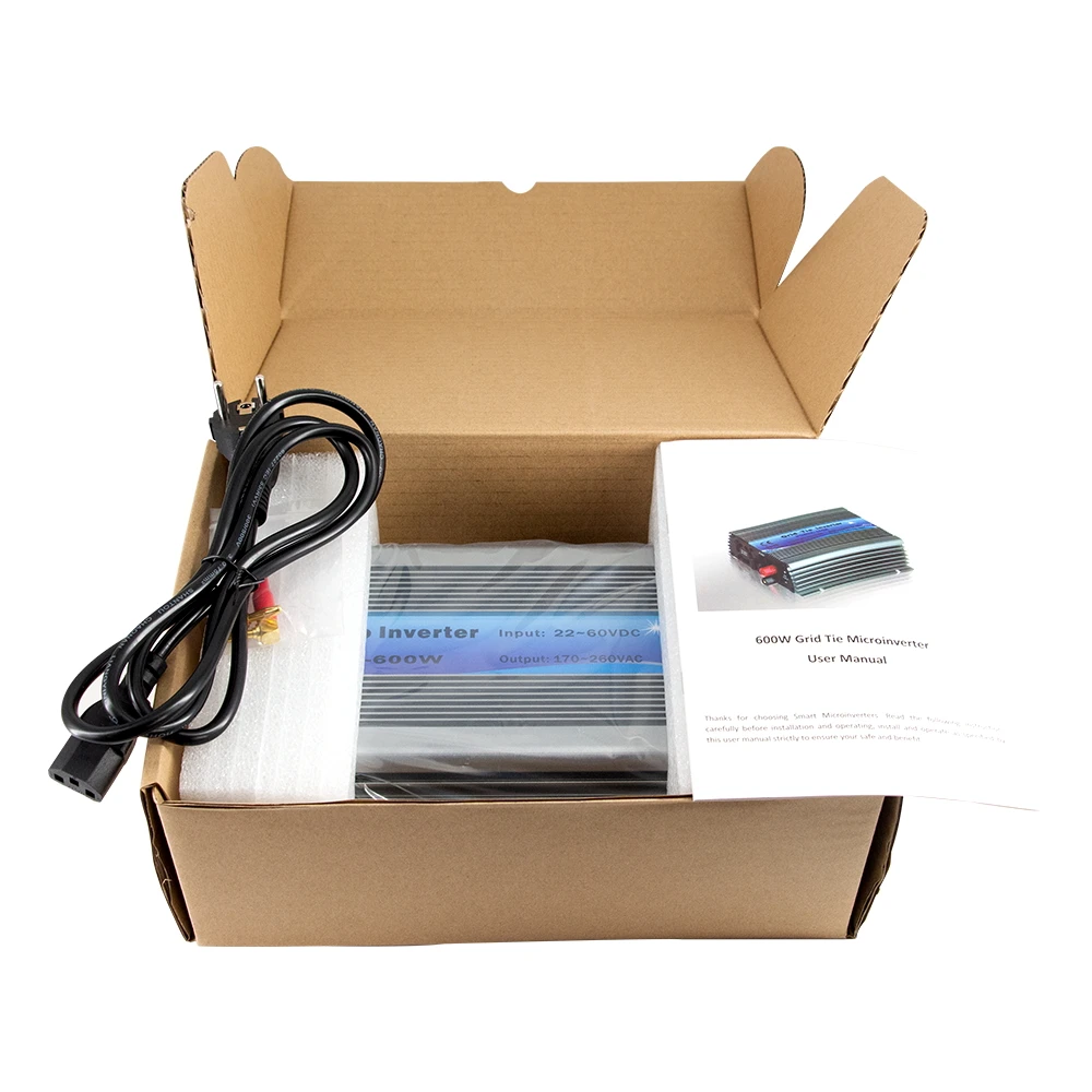 PowMr MPPT функция 600 Вт на сетке галстук инвертор 36VDC(22-60VDC) 72 ячейки 110VAC или 220VAC Выход Чистая синусоида Инвертор с вентилятором