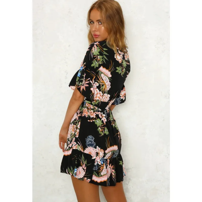 Для женщин элегантный цветок Вечернее Платье с принтом короткий рукав круглым