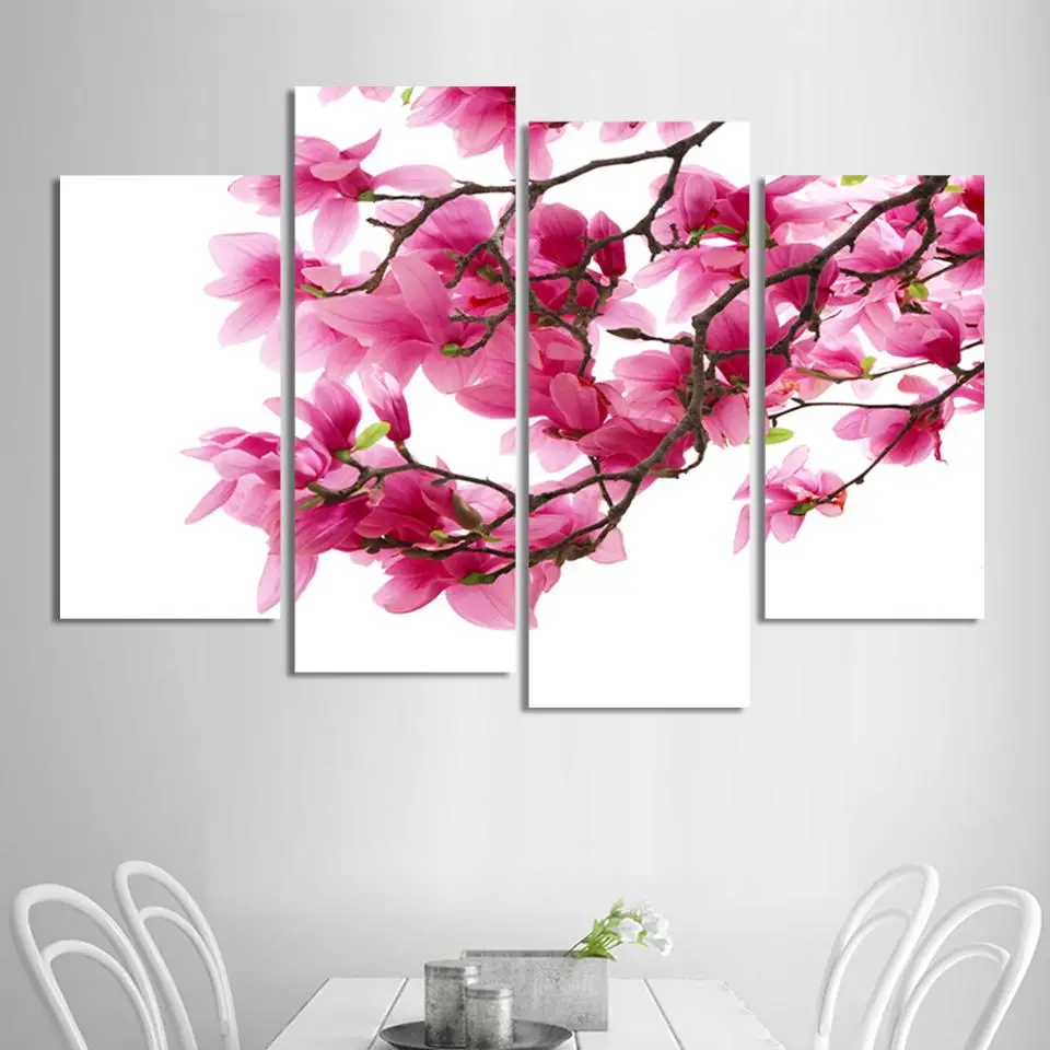 4 панели HD цветы холст картина настенные картины для гостиной печать Cuadros Decoracion