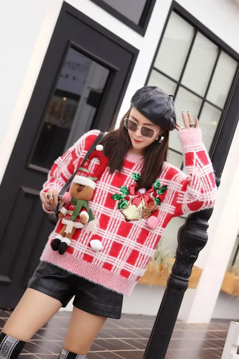 Loose Christmas Sweater Women 2018 Winter 3D Snowman Dee Ball Ugly Cute Cuasal Thick Mohair Sweaters Top | Женская одежда