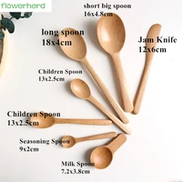 7pcspack wooden spoon jam knife ecofriendly japan tableware bamboo seasoning scoop coffee honey tea milk spoon stirrer