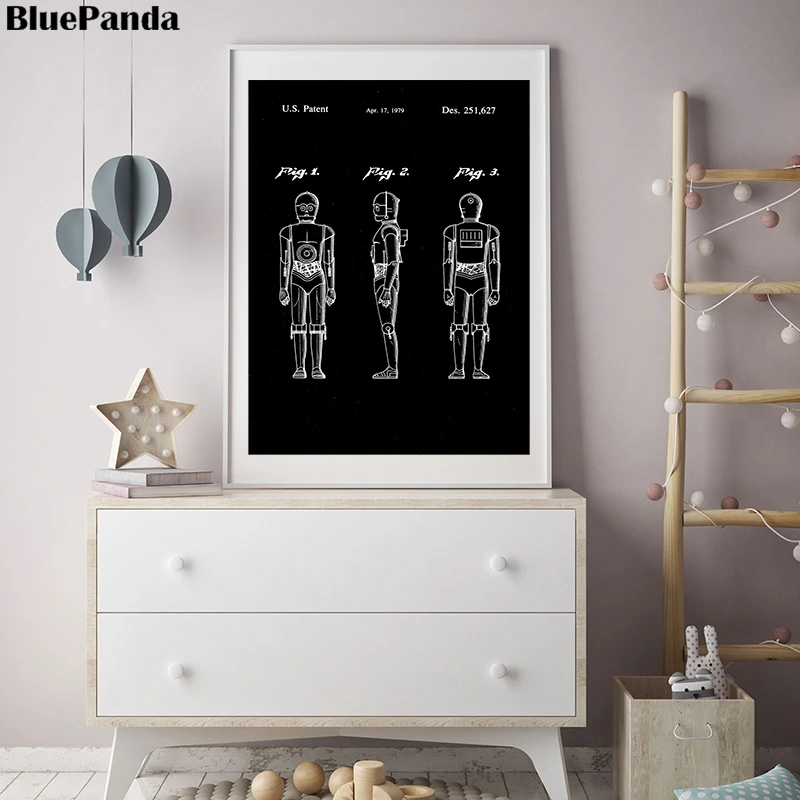 Звездные войны C3PO Blueprint графический рисунок на холсте модульные картины для