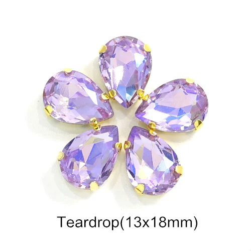 13X18mm-20PCS 20 шт фиолетовый AB смешанные формы Размеры пришить стразы с коготь Flatback Стекло шитье стразами камни для Сделай Сам одежда B1160 - Цвет: 13X18mm-20PCS