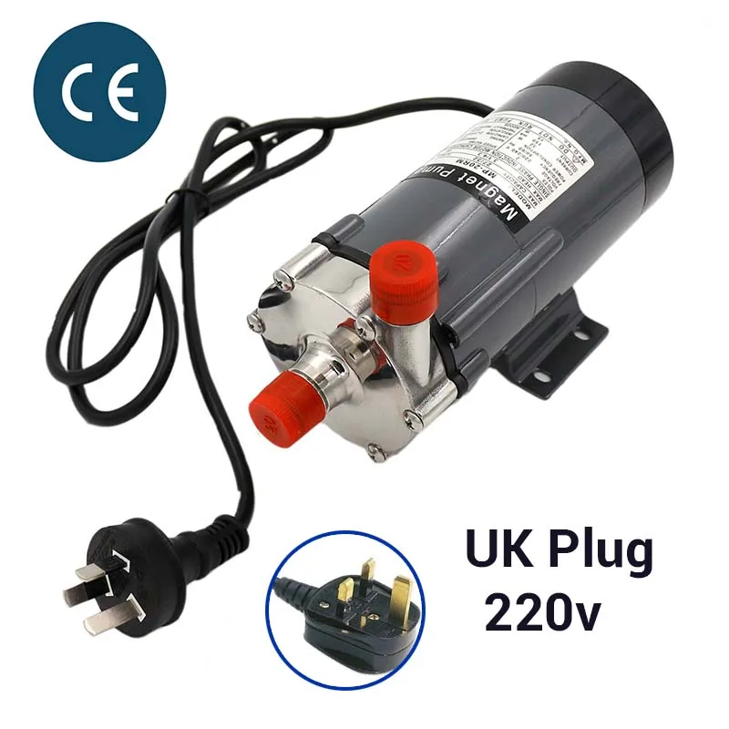 220V UK Plug 304 Магнитный насос с головкой из нержавеющей стали 32 Вт MP-20RM доморощенного пива и вина, высокотемпературный насос 140с - Цвет: 220V UK Plug