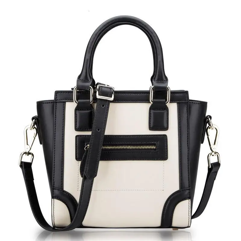 Classic Black&ampWhite Patchwork Smiley Face Bag Luxury Brand Top Quality Genuine Leather Bat Swings Phantom Women Handbag Tote | Багаж и