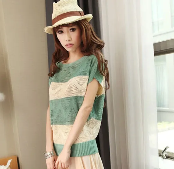 Женская свободная вязаная крючком блузка пуловер с рукавом летучая мышь 6 цветов