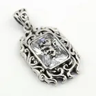 Мужская подвеска в стиле панк LINSION, Байкерская подвеска в виде Серебряного льва на белом кубическом камне, 9R019