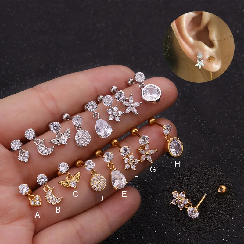 1 шт. Новые висячие хрящевая спираль серьга штанга нержавеющая сталь с подвеской