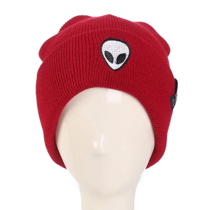 Новое поступление простая Модная вязаная теплая шапка с вышивкой Alien Лидер
