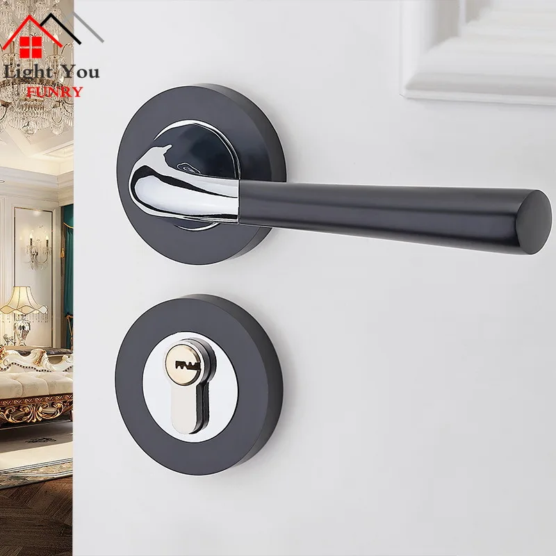 Черный бесшумный домашний дверной замок для спальни скандинавский раздельный