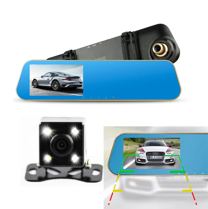 Двойной объектив Автомобиль камера для приборной панели автомобиля Dvr камера зеркало заднего вида FHD1080P автомобили Dvrs видео регистратор наблюдения регистратор видеокамеры