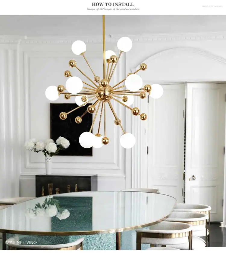 Стекло Светодиодная лампа современный дизайн потолочная люстра Гостиная