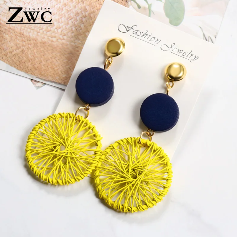yellow ZWC, модные роскошные простые большие круглые серьги для женщин, модные серьги в Корейском стиле с полой сеткой, массивные ювелирные изделия - Окраска металла: yellow
