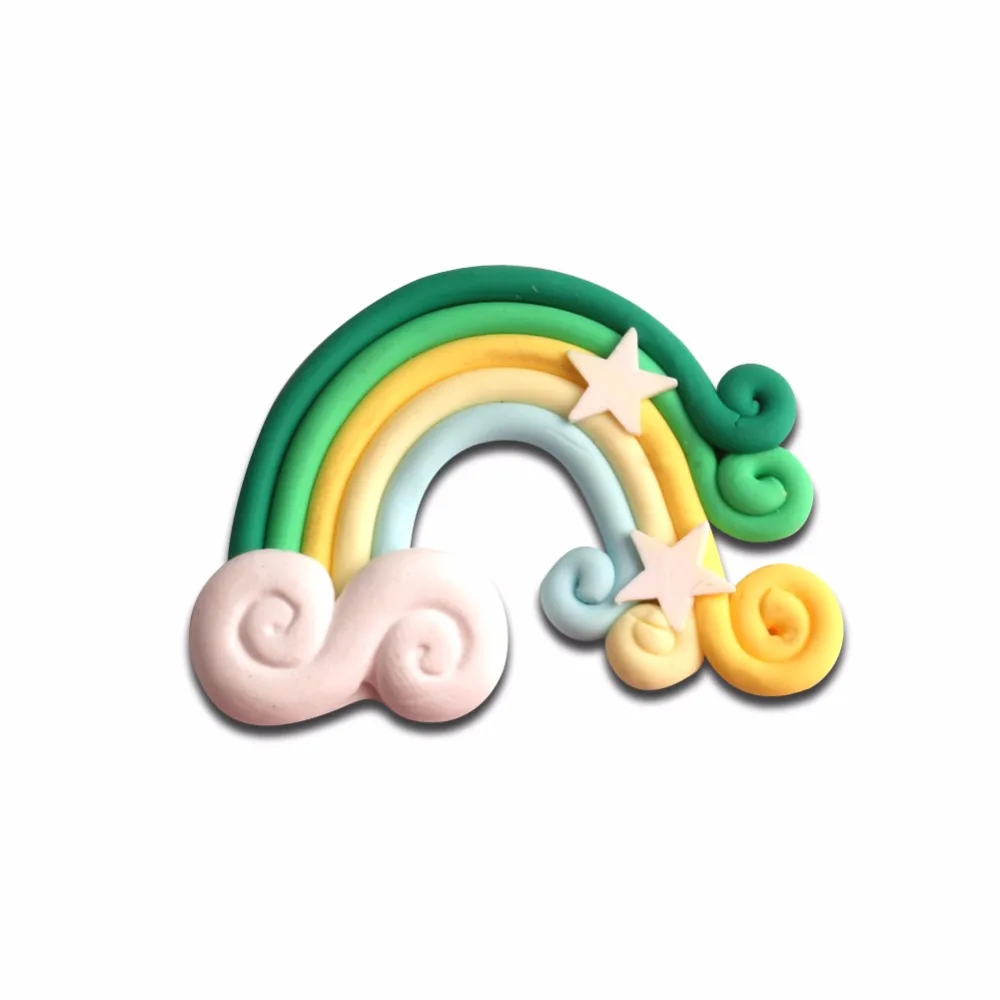 

12Pcs Green Rainbow Bridge Clay Decoration Crafts Kawaii Cute Flatback Cabochon Embellishments For Scrapbooking DIY Accessories