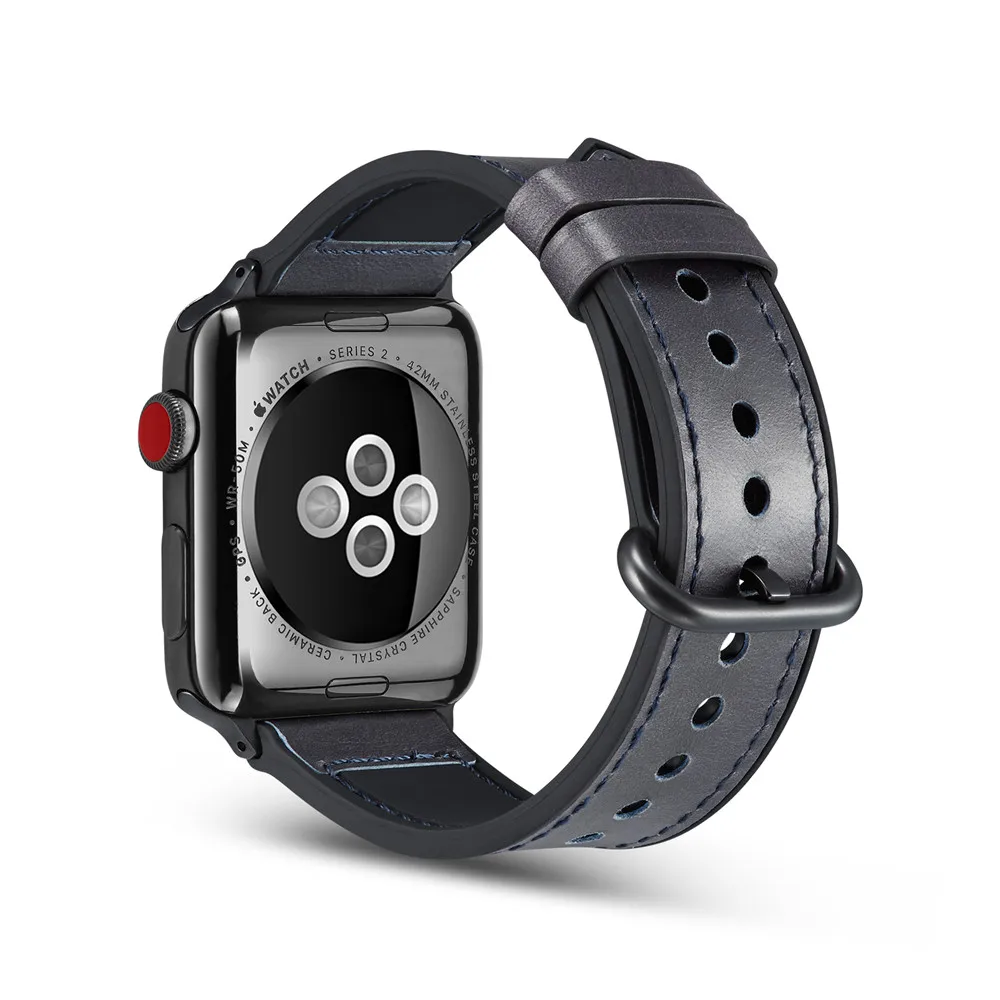 Новый смарт часы ремни для Apple Watch 4 Замена пояса из натуральной кожи + кремнезема