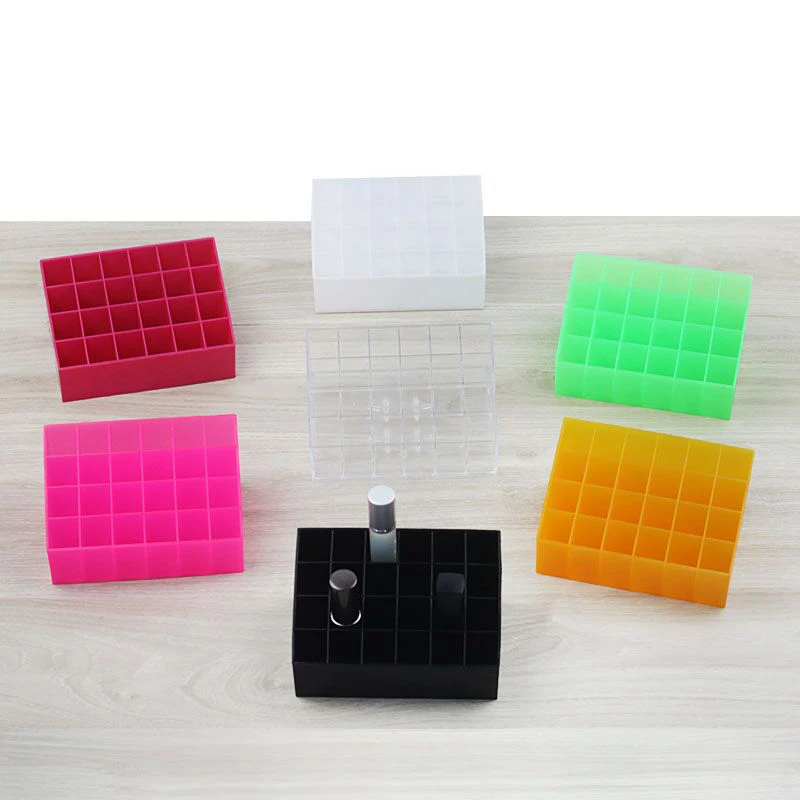 24 Grid Lipstick Racks For Desktop Storage Organizer Transparent Small Objects Cosmetics Eyebrow Pencil Holder | Дом и сад