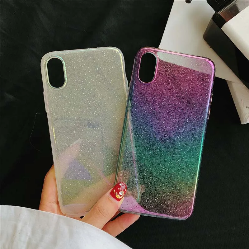 JIBAN Newest 3D water beads Phone Case for iPhone X 6 6s 7plus Cute Rainbow All-inclusive hard Back Cover Apple iphone 8 |