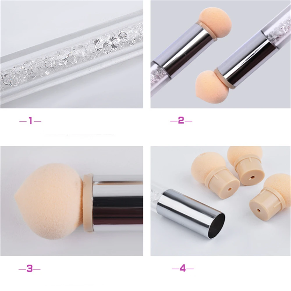 

Gradient Pen Smudge Dot Pen Light Therapy Point Color Glue Sponge Pen Double Head Washable 4 Replacement Heads Manicure Tools