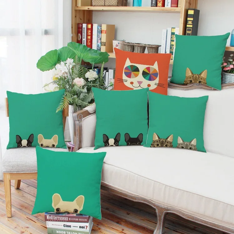 2 шт./лот наволочка с принтом милой собаки кошки животными декоративные подушки