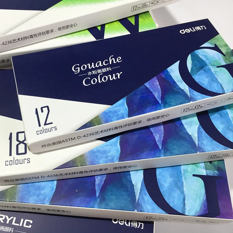 

DeLi Watercolor/Gouache/Acrylic Painting Paints 24/18/12 color Student Pigments