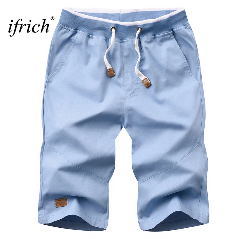 IFRICH летние мужские пляжные шорты повседневные однотонные дышащие с эластичной