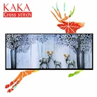 Набор для вышивки крестиком KAKA, наборы для вышивки с напечатанным рисунком, холст 11CT, домашний декор для сада, лось, лес CKS0017