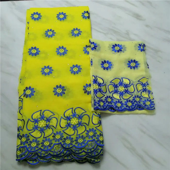 Elegant embroidery party dress lace set African cotton fabric and 2Y Swiss voile scarf material ECV10(5+2y) | Дом и сад