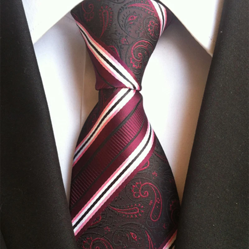 Новый Модный тонкий Пейсли Полосатый мужской шелковый галстук ЖАККАРДОВЫЙ