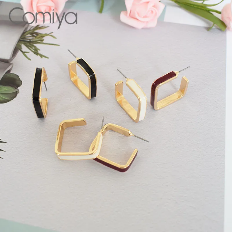 Comiya модное украшение серьги гвоздики Квадратный Круг аксессуары эмаль Femme для