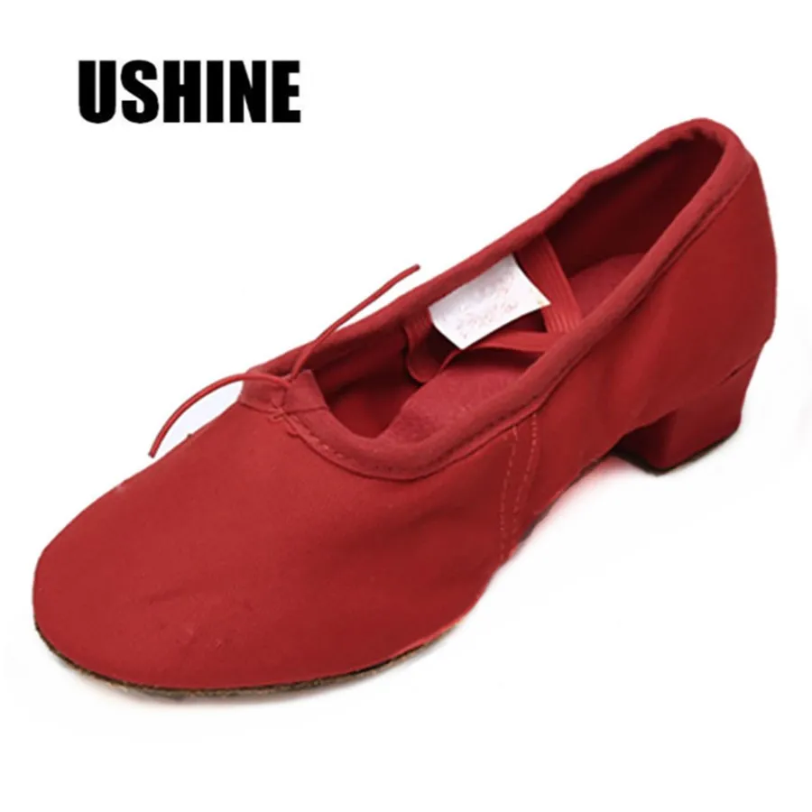 

USHINE Teacher Indoor Exercising Yoga Fitness Shoes Zapatillas Ballet Canvas Ballet Dance Shoes Woman