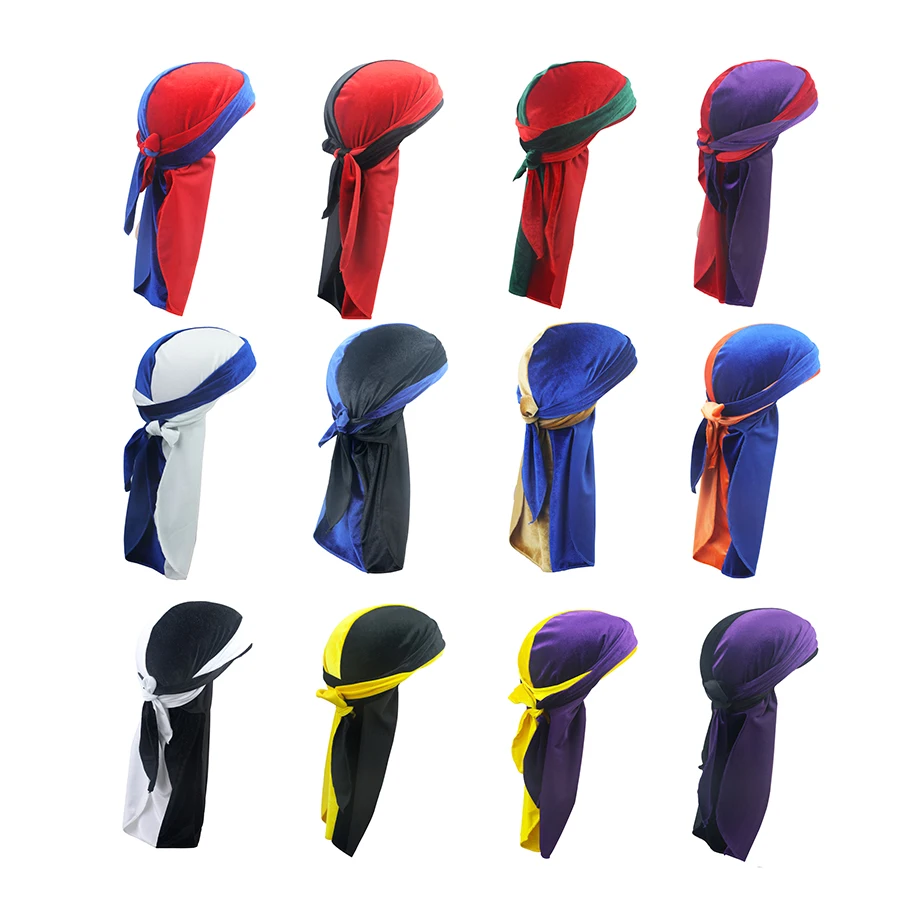 Бархатные банданы Durag для мужчин унисекс длинные красные фиолетовые волнистой
