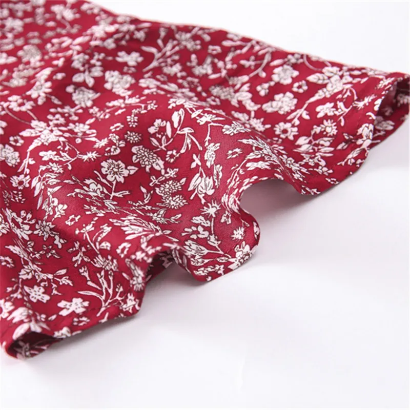 Bohemian Wine Red Floral Print Maxi Dresses V-neck Three Quarter Sleeve Long For Women Beach Clothes | Женская одежда
