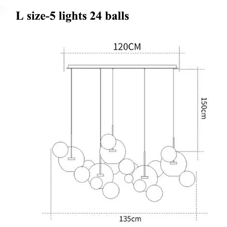 L size-24 ball long Современные светодиодные люстры с Микки Маусом, освещение для столовой, матовые стеклянные пузырьки, светодиодная Люстра для гостиной, медные металлические подвесные светильники - Цвет абажура: L size-24 ball long