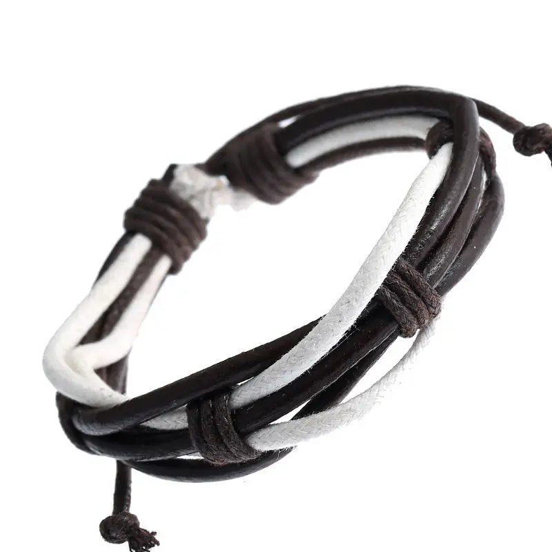 1 шт. черный/коричневый кожаный плетеный браслет для серферов обертка