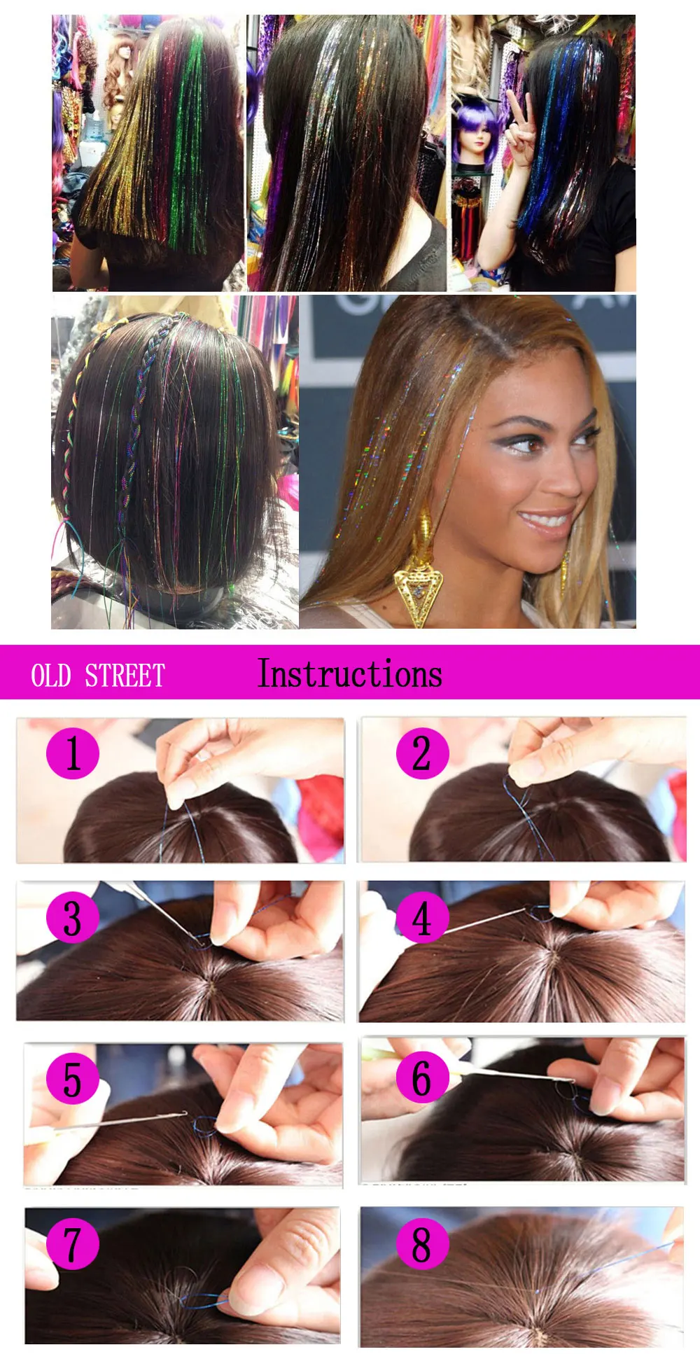 3" 150 прядей/шт Блестки для волос Bling 14 цветов для женщин девушек Hairstyling