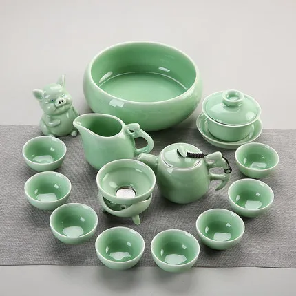 Longquan Celadon чайный набор кунг-фу домашний японский стиль простой пуэр чайный набор Современный чайник чайная чашка с крышкой чаша аксессуары для чая - Цвет: 11 Teaware Sets