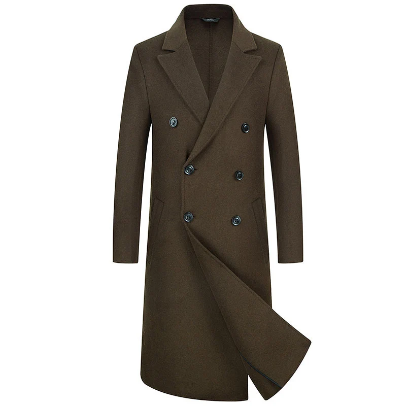 Dark Camel Letskeep, новинка, зимнее, шерстяное, длинное, бушлат, для мужчин, 70, шерсть, тонкое, двухстороннее, шерстяное пальто, мужская, теплая ветровка, Тренч, ZA565 - Цвет: Dark Camel